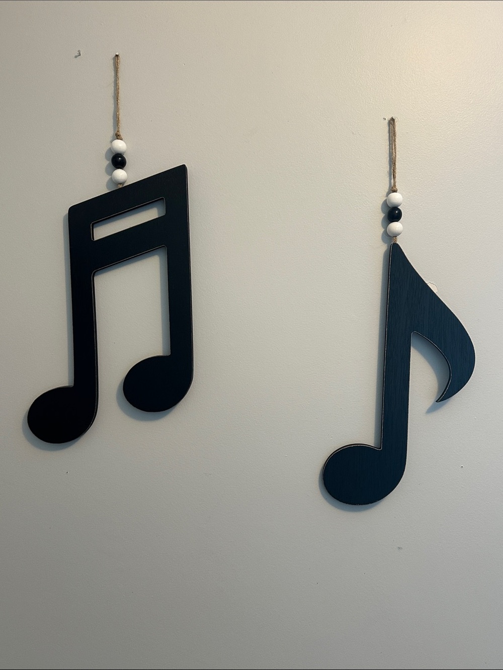 Black Wood Musical Note Wall Hangings Set of 2 Approx 16”